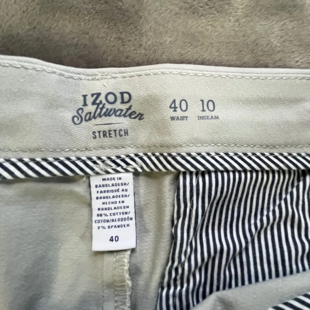 IZOD Saltwater Stretch Mens Shorts 40 Gray Flat Front Chino 45SH219050 NWT‎